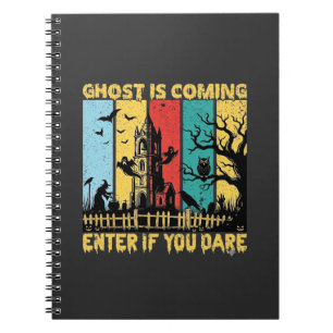 Ghost kommt Halloween Spukhaus Hexe Eule_ Notizblock