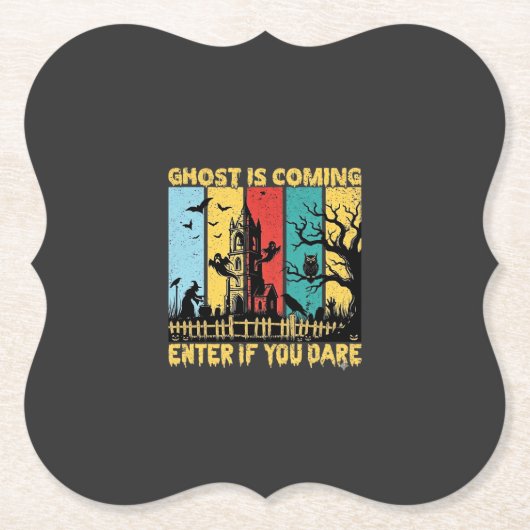 Ghost kommt Halloween Spukhaus Hexe Eule_ Untersetzer (Vorderseite)