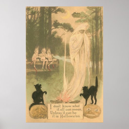 Ghost Kürbislaterne Black Cat Elves Poster (Vorne)