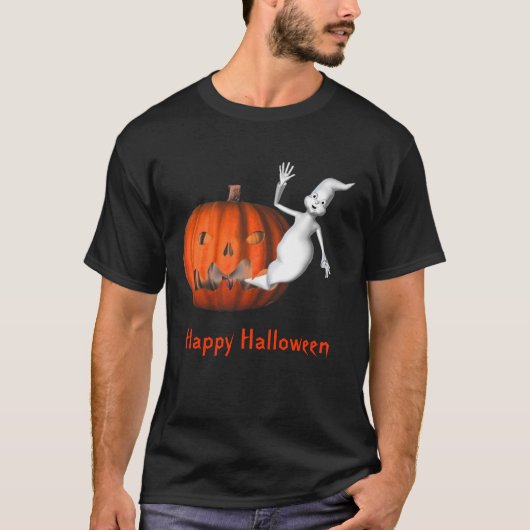 Ghost Kürbislaterne Funny Halloween T-Shirt (Vorderseite)