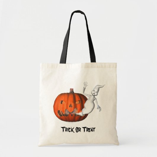 Ghost Kürbislaterne Halloween Funny Tote Tag Tragetasche (Vorne)