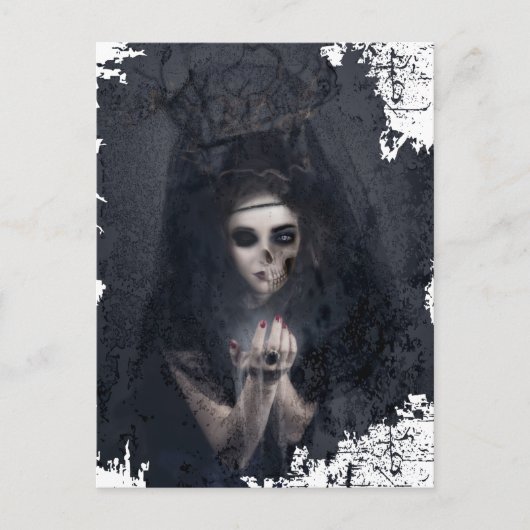 Ghost Lady Haunting Skull Skeleton Postkarte (Vorderseite)