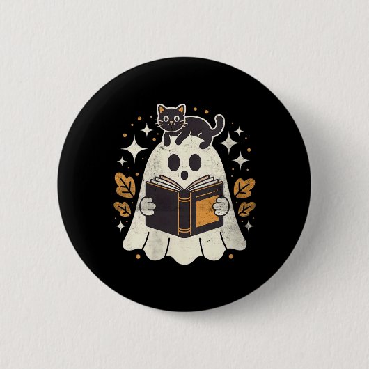 Ghost-Lesebuch Halloween-Bibliothek Schwarz für Da Button (Vorderseite)