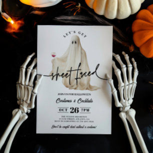 Ghost Let's Faced Funny Halloween Einladung
