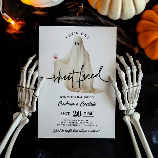 Ghost Let's Faced Funny Halloween Einladung