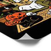 Ghost Library Reading Books Halloween Librarian Te Poster (Ecke)