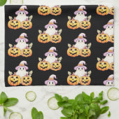 Ghost Lila Hexen Hat Pumpkin Pattern Halloween Geschirrtuch (Gefaltet)