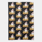 Ghost Lila Hexen Hat Pumpkin Pattern Halloween Geschirrtuch (Vertikal)