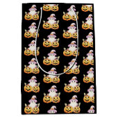 Ghost Lila Hexen Hat Pumpkin Pattern Halloween Mittlere Geschenktüte (Vorderseite)