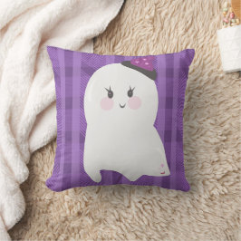Ghost Lila Kariert Halloween Kissen