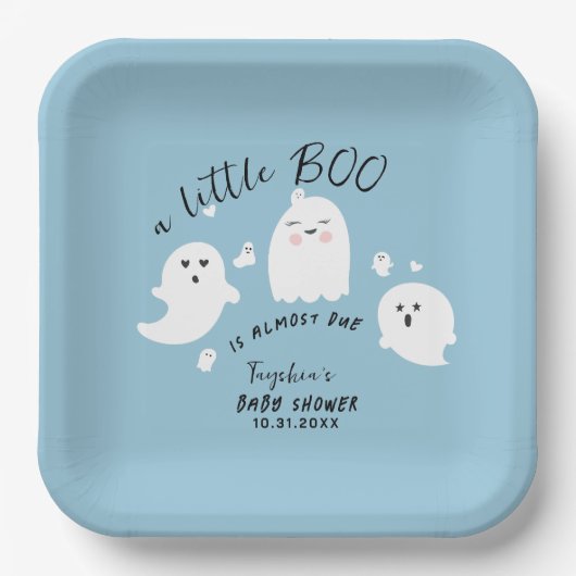 Ghost Little Boo Boy Halloween Kinderdusche Pappteller (Vorderseite)