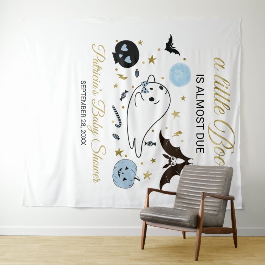 Ghost Little Boo Halloween Babydusche Hintergrund Wandteppich (Beispiel (Horizontal))