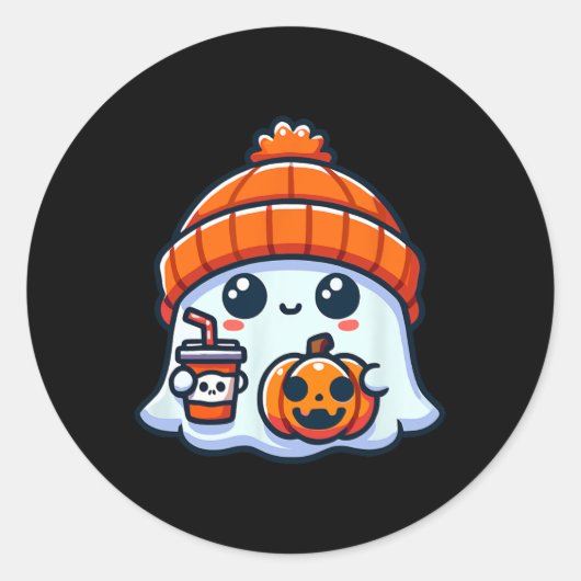 Ghost Mens Halloween Runder Aufkleber (Vorderseite)