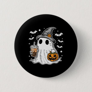 Ghost Milktea Ghost Drinking Bubble Tee Button