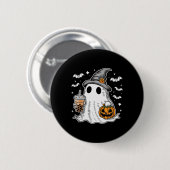 Ghost Milktea Ghost Drinking Bubble Tee Button (Vorne & Hinten)