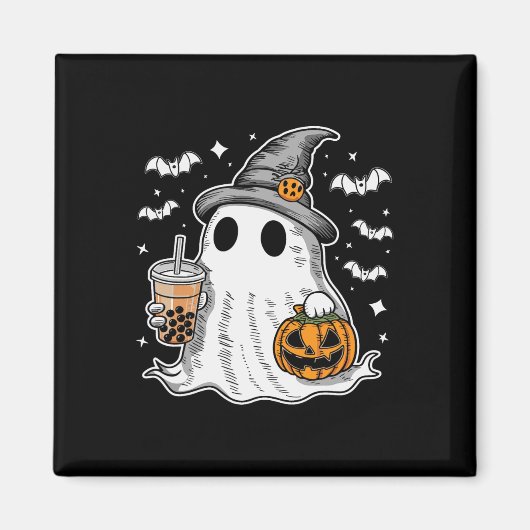 Ghost Milktea Ghost Drinking Bubble Tee Magnet (Vorne)