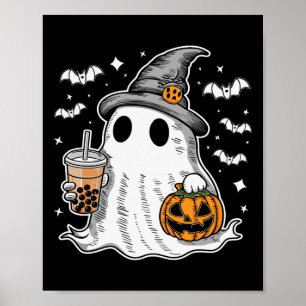 Ghost Milktea Ghost Drinking Bubble Tee Poster