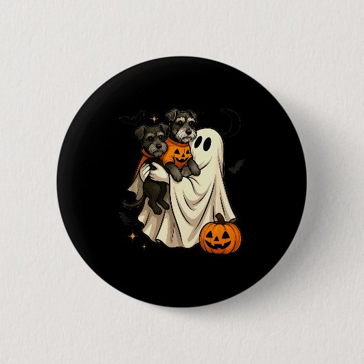 Ghost Miniature Schnauzer Dog Halloween Button (Vorderseite)