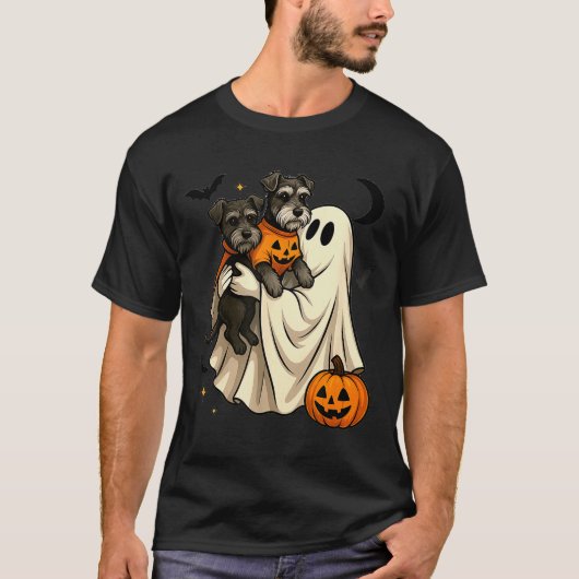 Ghost Miniature Schnauzer Dog Halloween T-Shirt (Vorderseite)