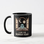 Ghost mit Book Midnight Reads Creme und Gold Tasse (Links)