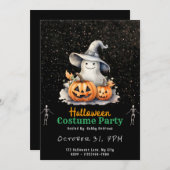 Ghost mit grauen Hexen Hat Black Halloween Einladung (Vorne/Hinten)