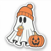 Ghost mit Hut und Latte Sticker, Pumpkin Gewürz Gh Aufkleber (Vorderseite)