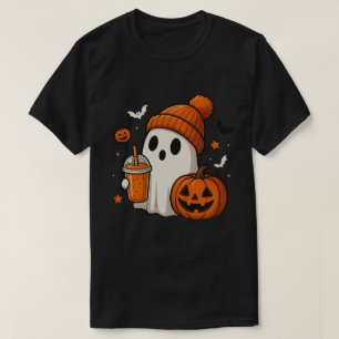 Ghost mit Pumpkin Spice Drink Design T-Shirt