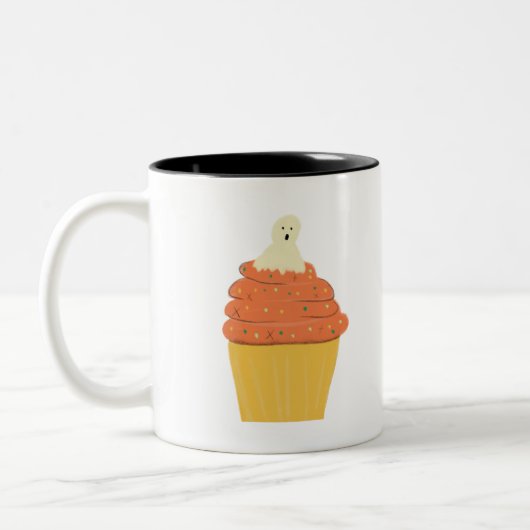 Ghost Modern Pumpkin Zuckerguss Cupcake Halloween Zweifarbige Tasse (Links)