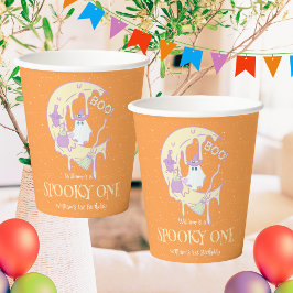 Ghost Moon Spooky One Boy Halloween 1. Geburtstag Pappbecher