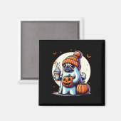Ghost Mops Pumpkin Drinks Beanie Fall Halloween Magnet (Vorderseite/Rückseite)