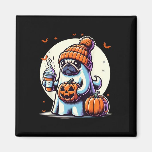 Ghost Mops Pumpkin Drinks Beanie Fall Halloween Magnet (Vorne)