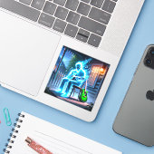 Ghost Musician Aufkleber (Laptop mit iPhone)