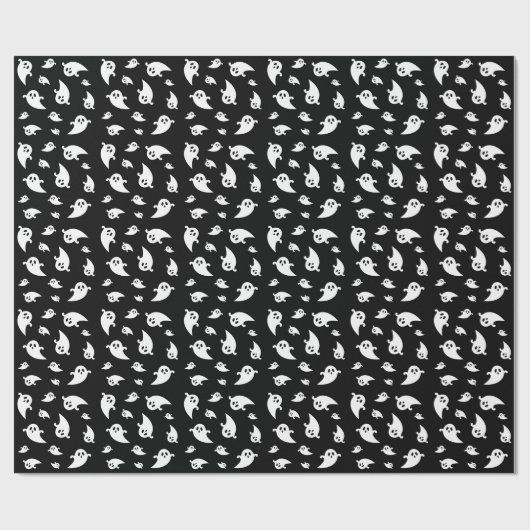 Ghost-Muster auf schwarz Niedlich spielend Hallowe Geschenkpapier (Flach)