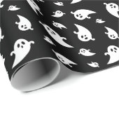 Ghost-Muster auf schwarz Niedlich spielend Hallowe Geschenkpapier (Rolleneckpunkt)