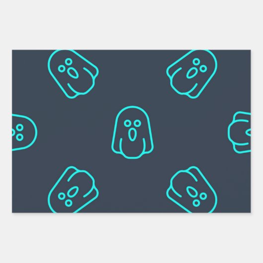 Ghost-Muster Geschenkpapier Set (Vorderseite)