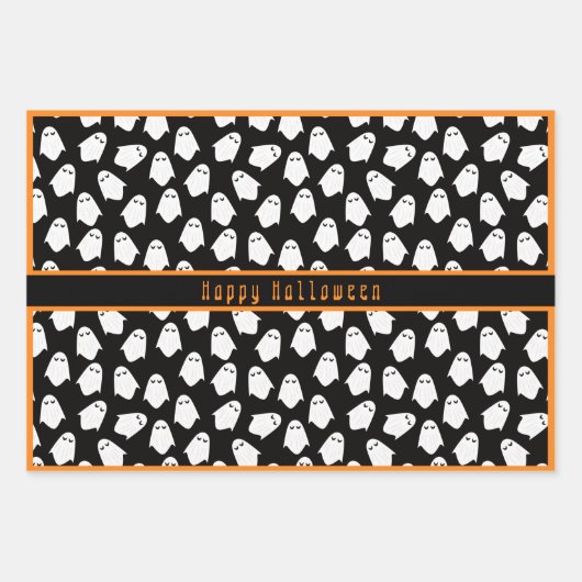 Ghost-Muster glückliche Halloween-benutzerdefinier Geschenkpapier Set (Vorderseite)