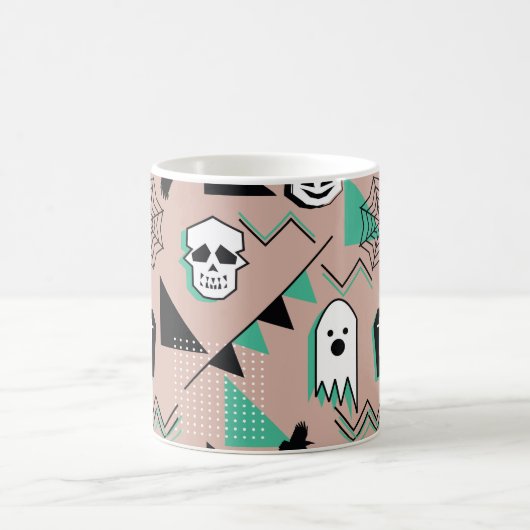 Ghost-Muster,Halbween Theme nahtlose Muster mit Kaffeetasse (Mittel)