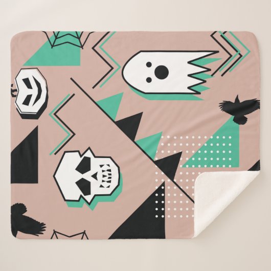 Ghost-Muster,Halbween Theme nahtlose Muster mit Sherpadecke (Vorderseite (Horizontal))