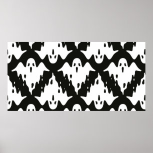 Ghost nahtloses Muster Halloween spooky Vintag fl Poster