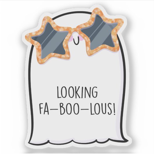 Ghost Niedlich Halloween Art Herbstsaison Aufkleber (Vorderseite)