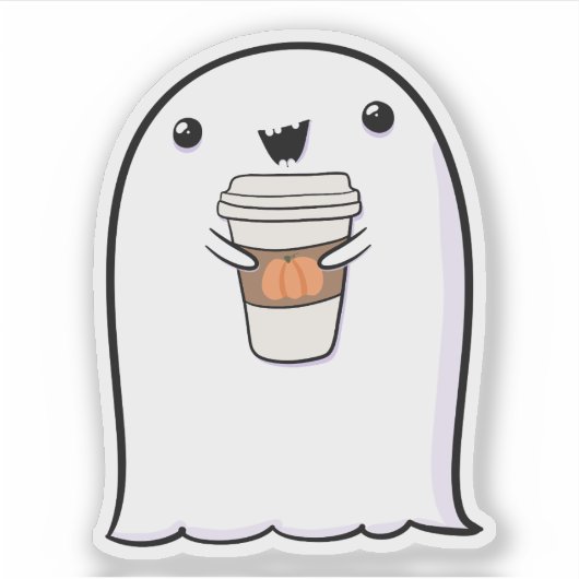 Ghost Niedlich Halloween Art Herbstsaison Aufkleber (Vorderseite)