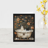 Ghost nimmt einen Tub in Blume Wald Halloween VI Karte (Gelbe Blume)