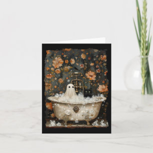 Ghost nimmt einen Tub in Blume Wald Halloween VI Karte