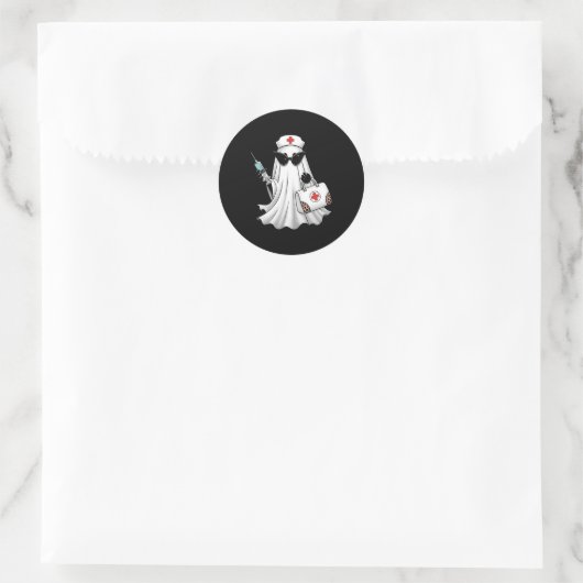 Ghost Nurse Halloween Runder Aufkleber (Tasche)