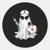 Ghost Nurse Halloween Runder Aufkleber (Vorderseite)