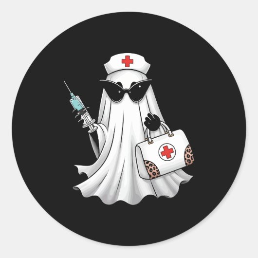 Ghost Nurse Halloween Runder Aufkleber (Vorderseite)