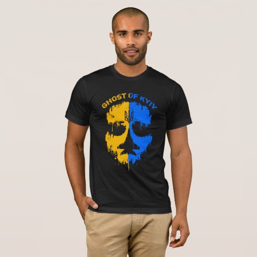 Ghost of Kiew ukrainischer Flaggenflugstrahlpilot  T-Shirt (Vorne ganz)