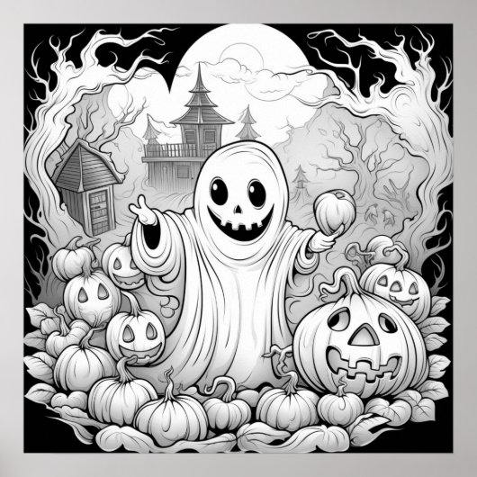 Ghost of the Pumpkin Patch Farbe Sie selbst Poster (Vorne)