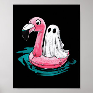 Ghost on a Pool Funny Spookoky Sommer Sommergenie Poster