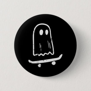 Ghost on Skateboard Spaß Retro Halloween Kostüm Bo Button